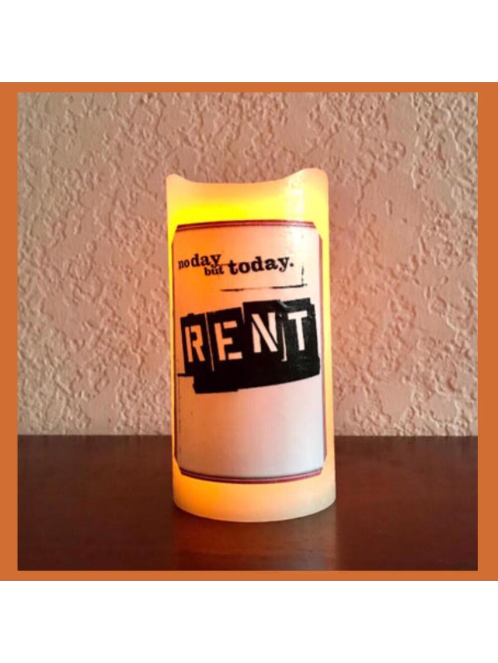 LED Flameless Candle with RENT Logo and Purple Ribbon - Picture 2 of 6